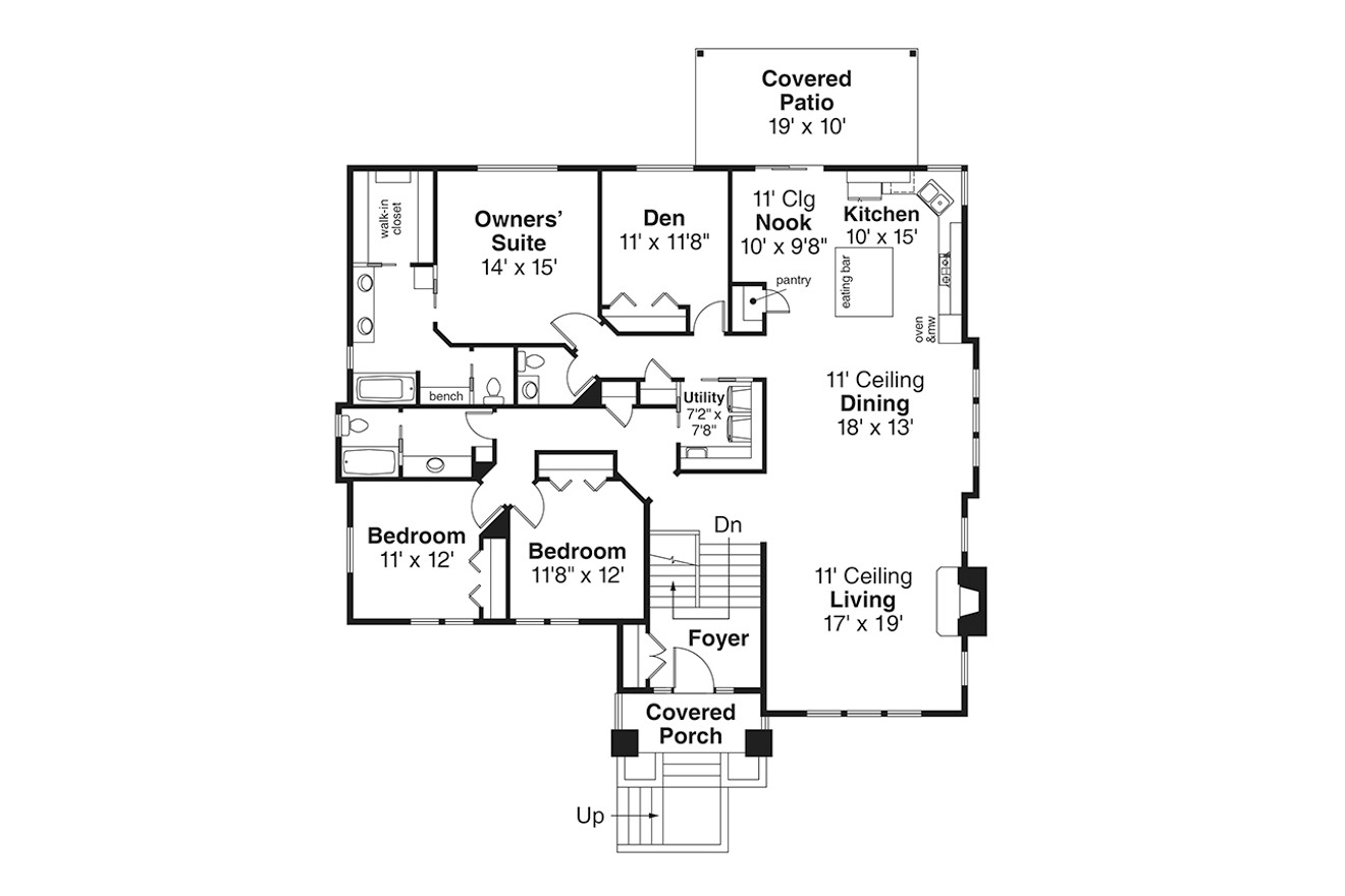 Prairie House Plan - Alpenglow 31-115 - 1st Floor Plan 