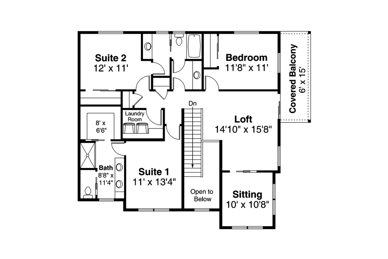 Secondary Image - Modern House Plan - Clatsop 31-185 - 2nd Floor Plan 