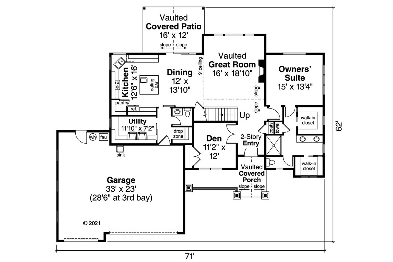 Craftsman House Plan - Kinsale 31-142 - 1st Floor Plan 