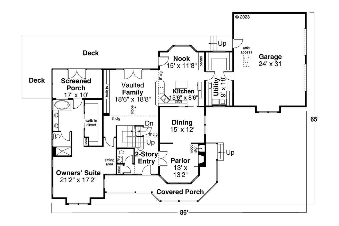 Country House Plan - Hilyard 10-408 - 1st Floor Plan 