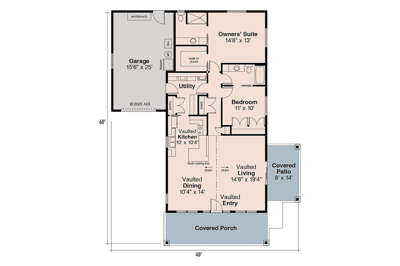 Cottage House Plan - Branell 30-485 - 1st Floor Plan 