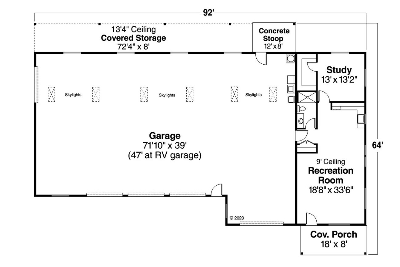 Traditional House Plan - RV Garage 20-023 - 1st Floor Plan 