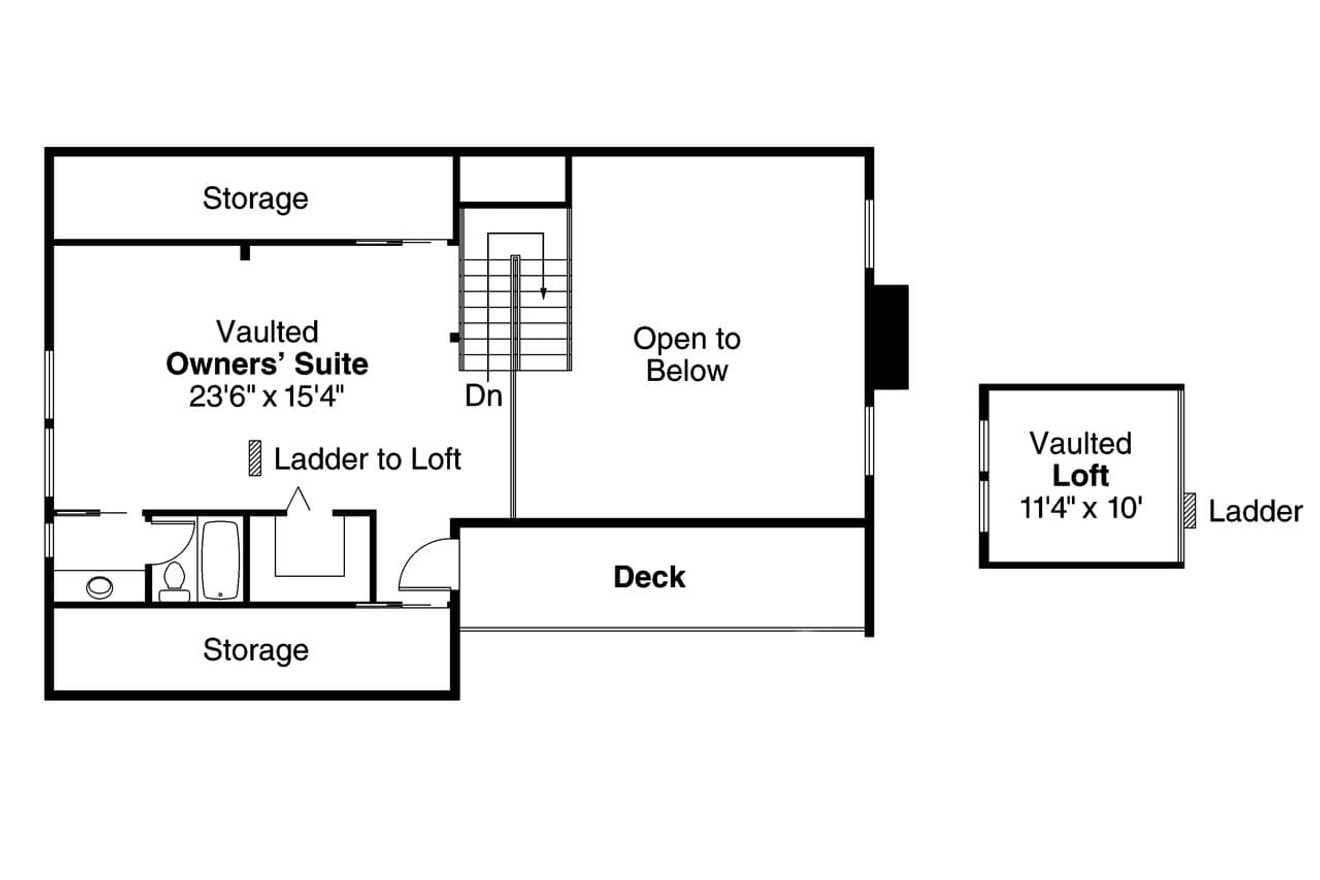 Secondary Image - A-Frame House Plan - Cascade 10-034 - 2nd Floor Plan 