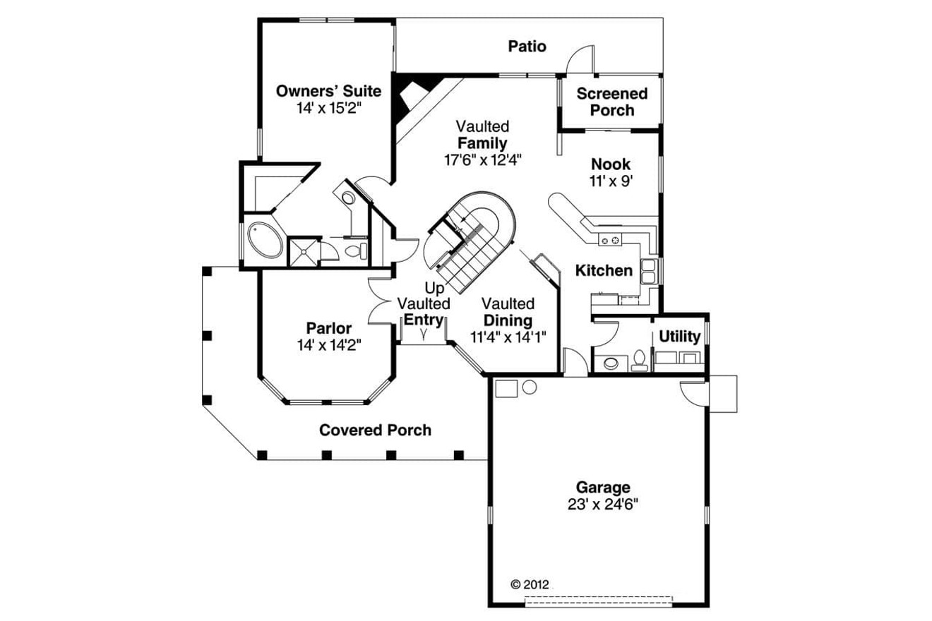 Spanish House Plan - Kendall 11-092 - 1st Floor Plan 