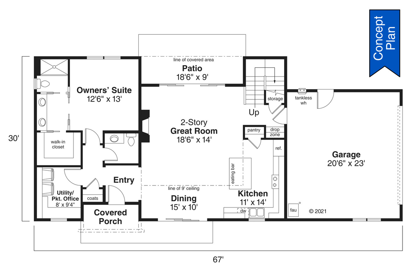Modern House Plan - Cedar Edge 31-250 - 1st Floor Plan 