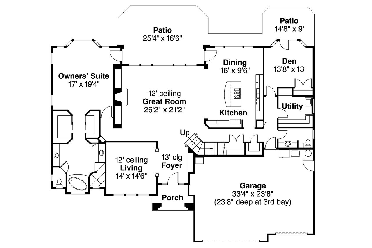 Mediterranean House Plan - Corsica 30-443 - 1st Floor Plan 