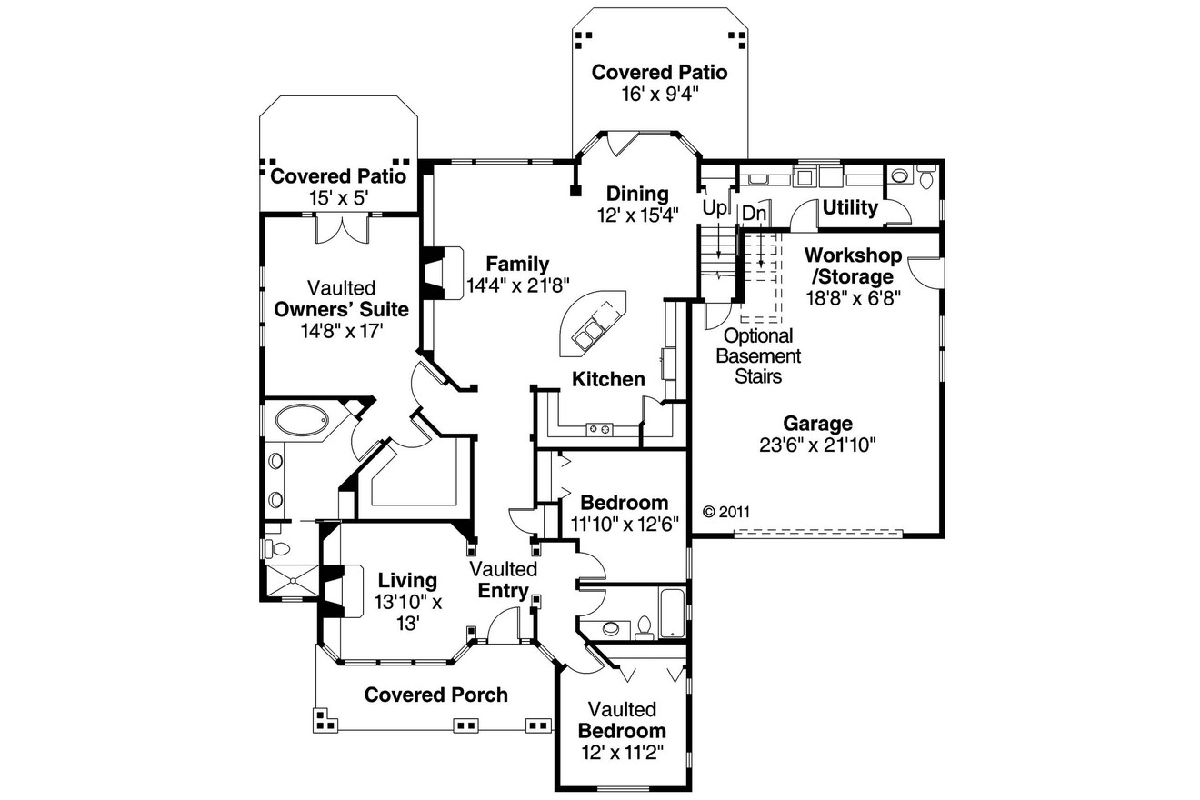 Craftsman House Plan - Heartsong 10-470 - 1st Floor Plan 