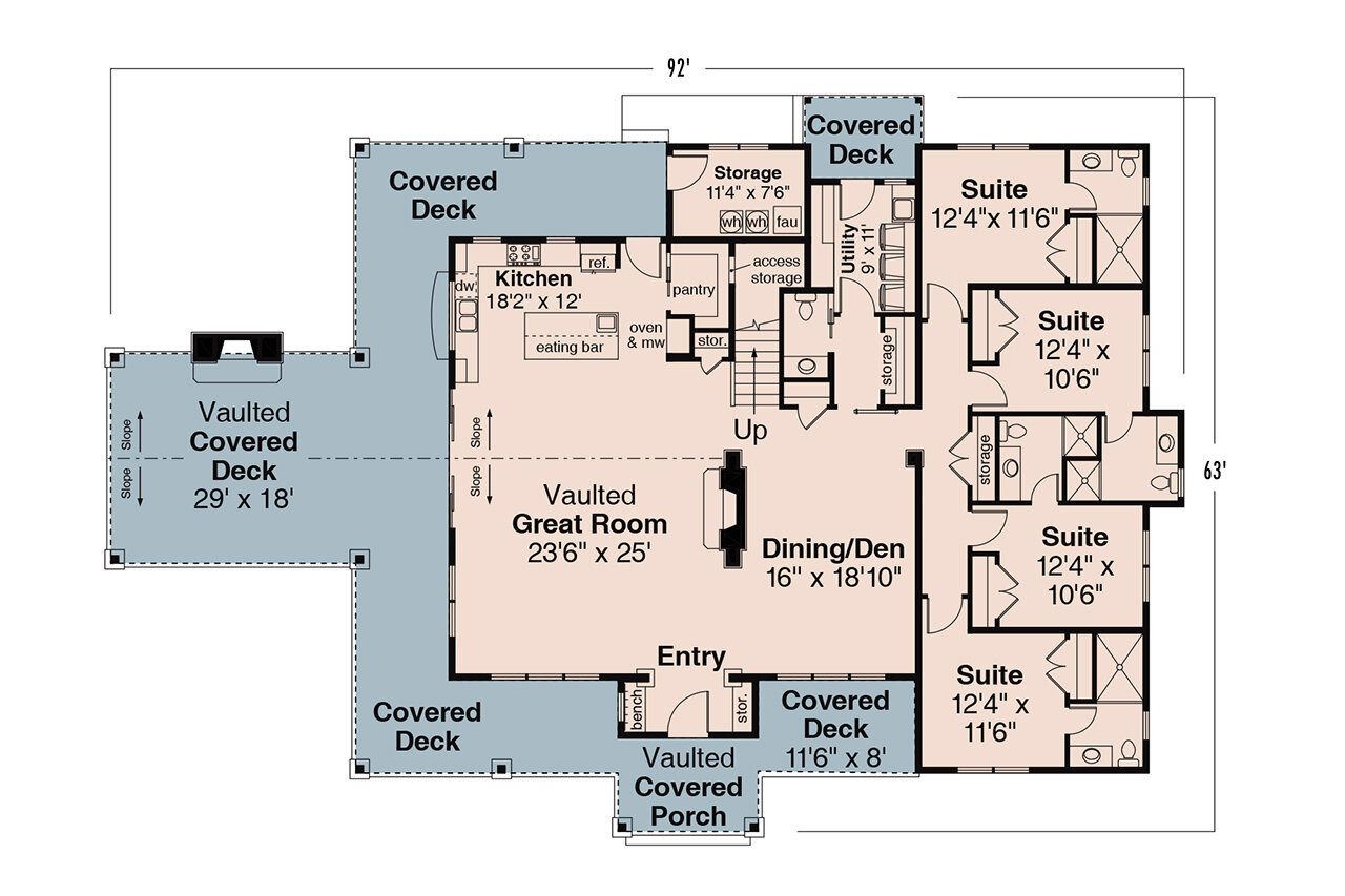 Lodge Style House Plan - Wind River 31-241 - 1st Floor Plan 