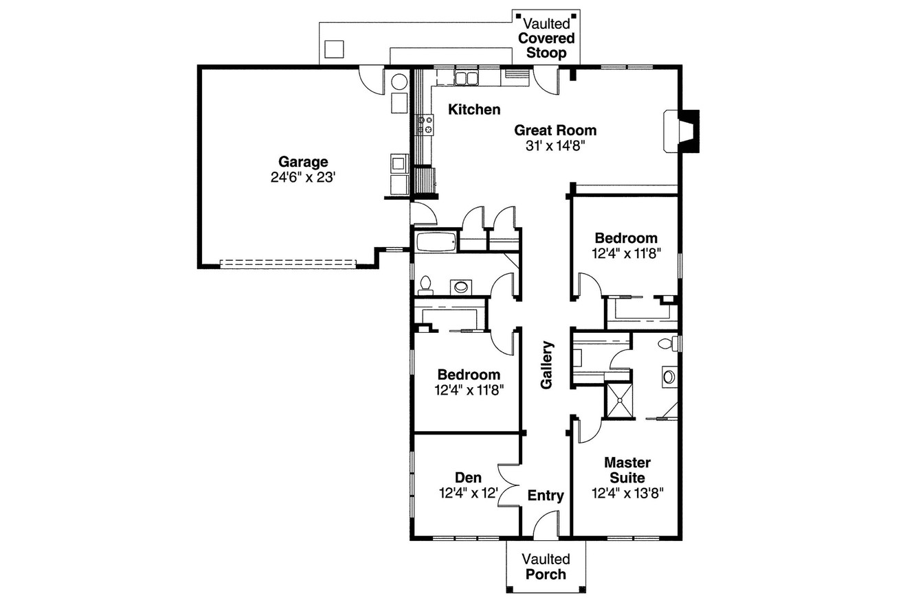 Craftsman House Plan - Evelyn 30-480 - 1st Floor Plan 