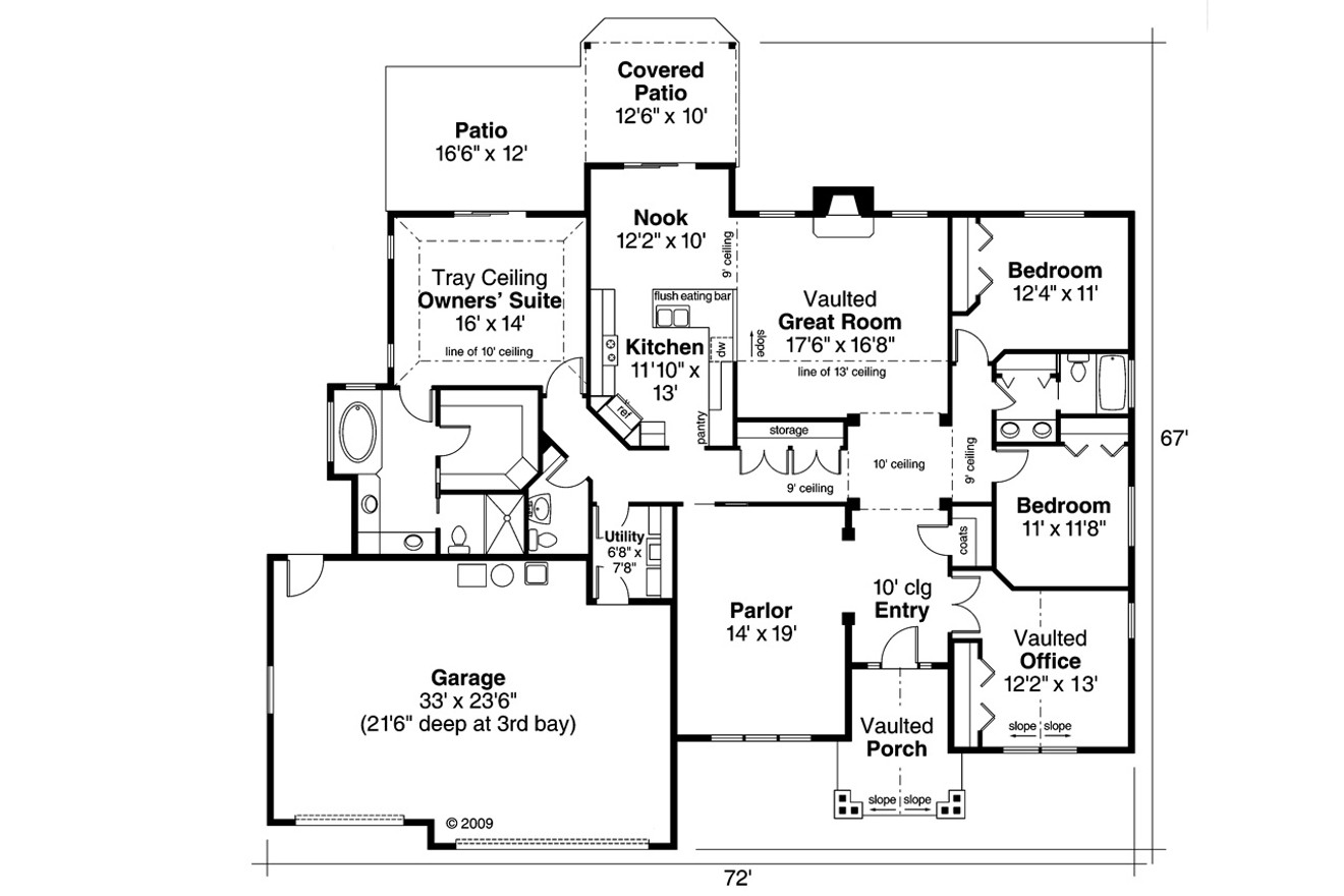 Ranch House Plan - Windsor 30-678 - 1st Floor Plan 