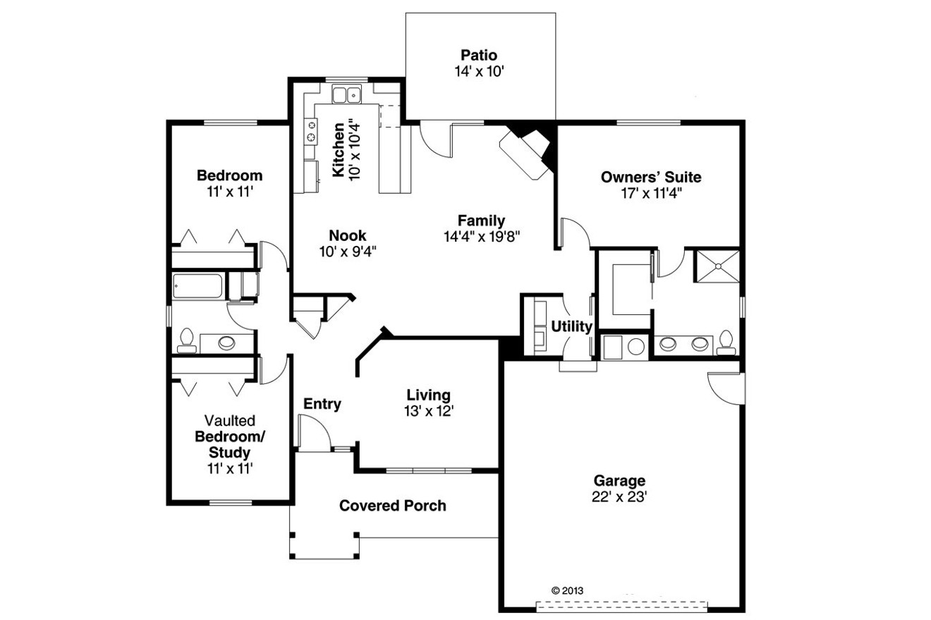 Traditional House Plan - Walsh 30-247 - 1st Floor Plan 