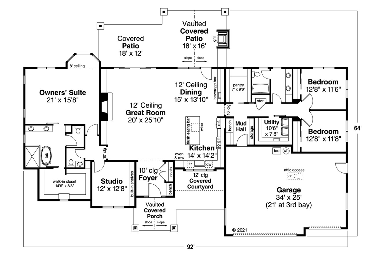 Craftsman House Plan - Meadows Edge 31-247 - 1st Floor Plan 