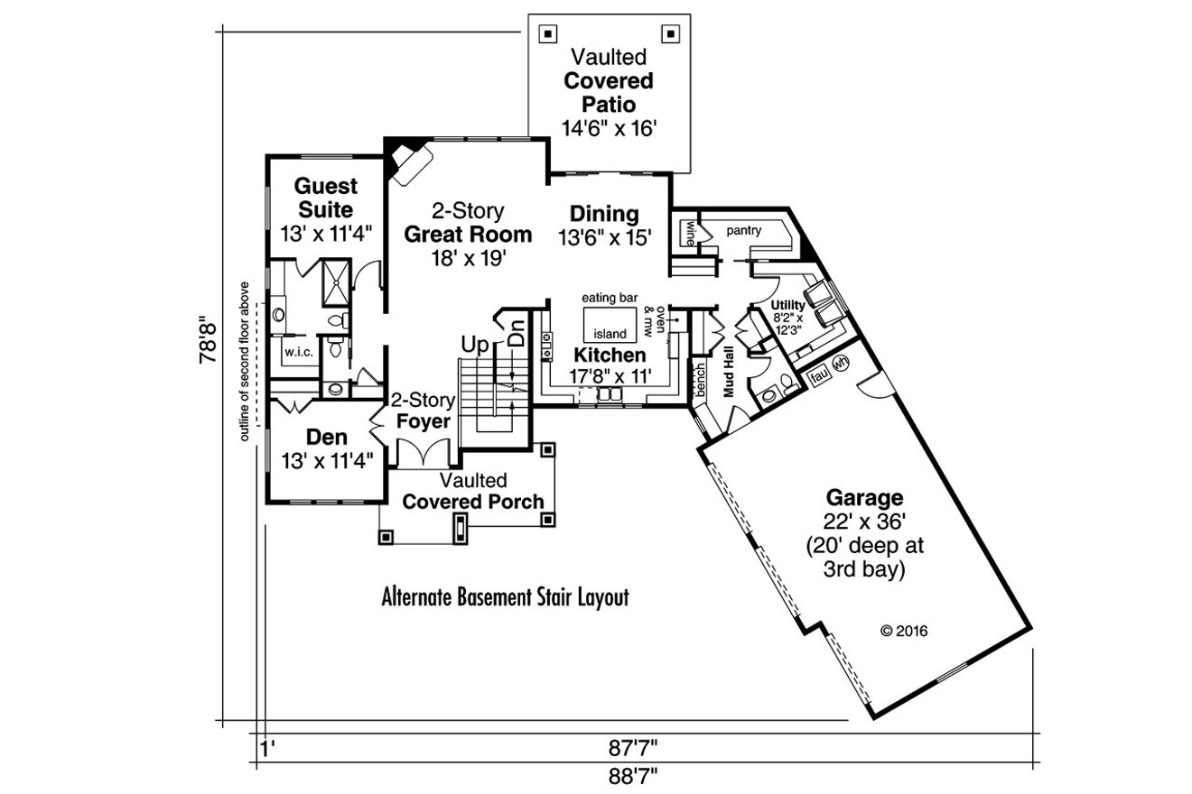 Traditional House Plan - Braircliff 31-054 - Optional Floor Plan 