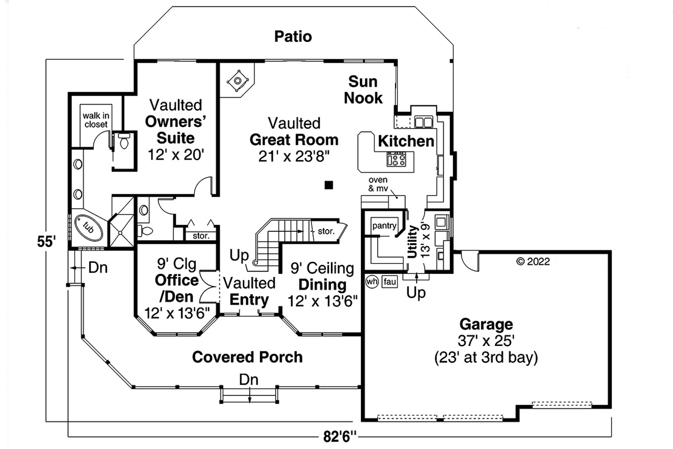 Country House Plan - Loveland 30-282 - 1st Floor Plan 