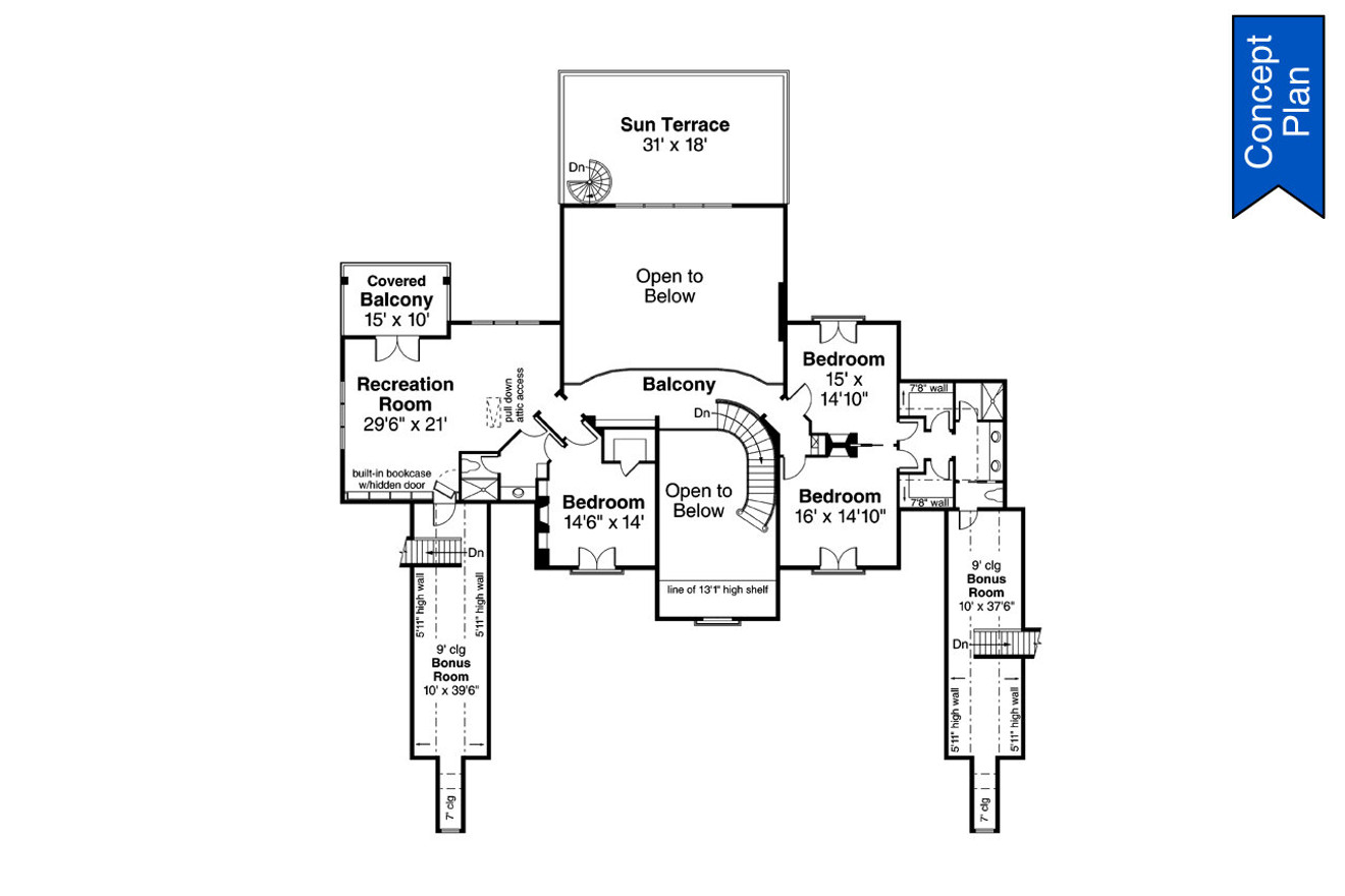 Secondary Image - Tuscan House Plan - Villa Bella 31-221 - 2nd Floor Plan 