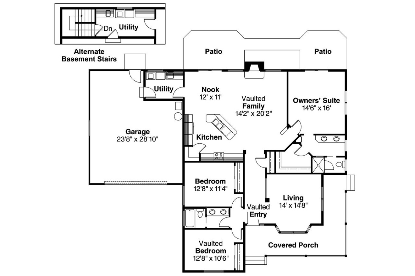 Country House Plan - Ann Arbor 10-146 - 1st Floor Plan 