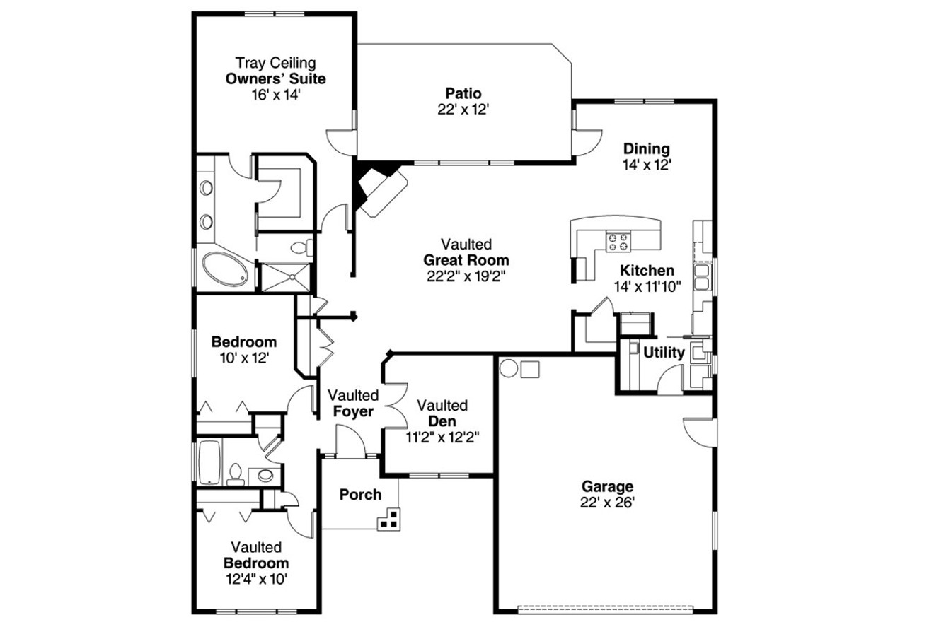 Craftsman House Plan - Ridgefield 30-696 - 1st Floor Plan 