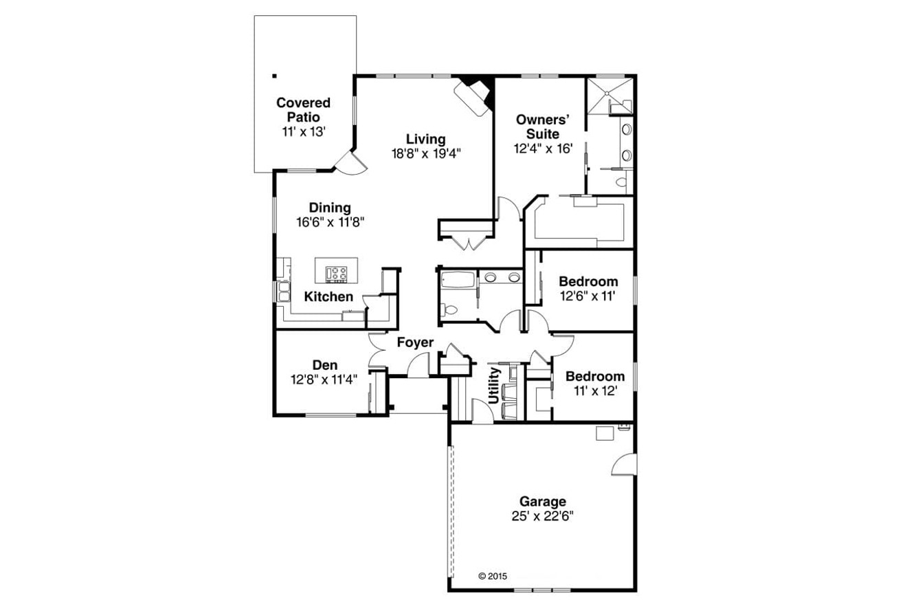 Prairie House Plan - Denver 30-952 - 1st Floor Plan 
