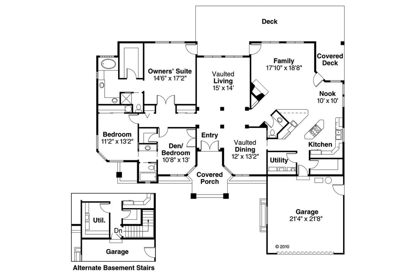 Ranch House Plan - Jamison 10-081 - 1st Floor Plan 