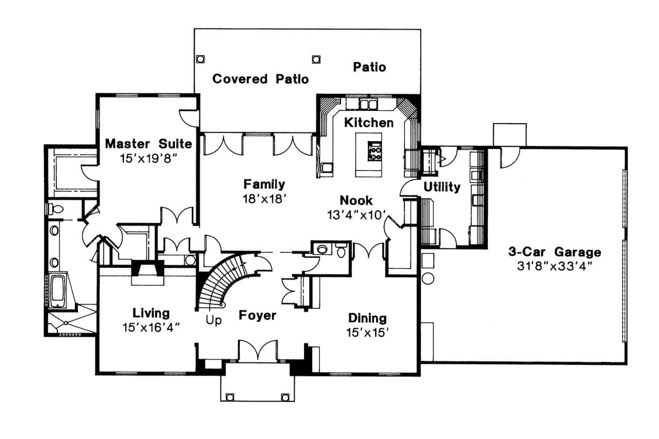 Colonial House Plan - Kearney 30-062 - 1st Floor Plan 