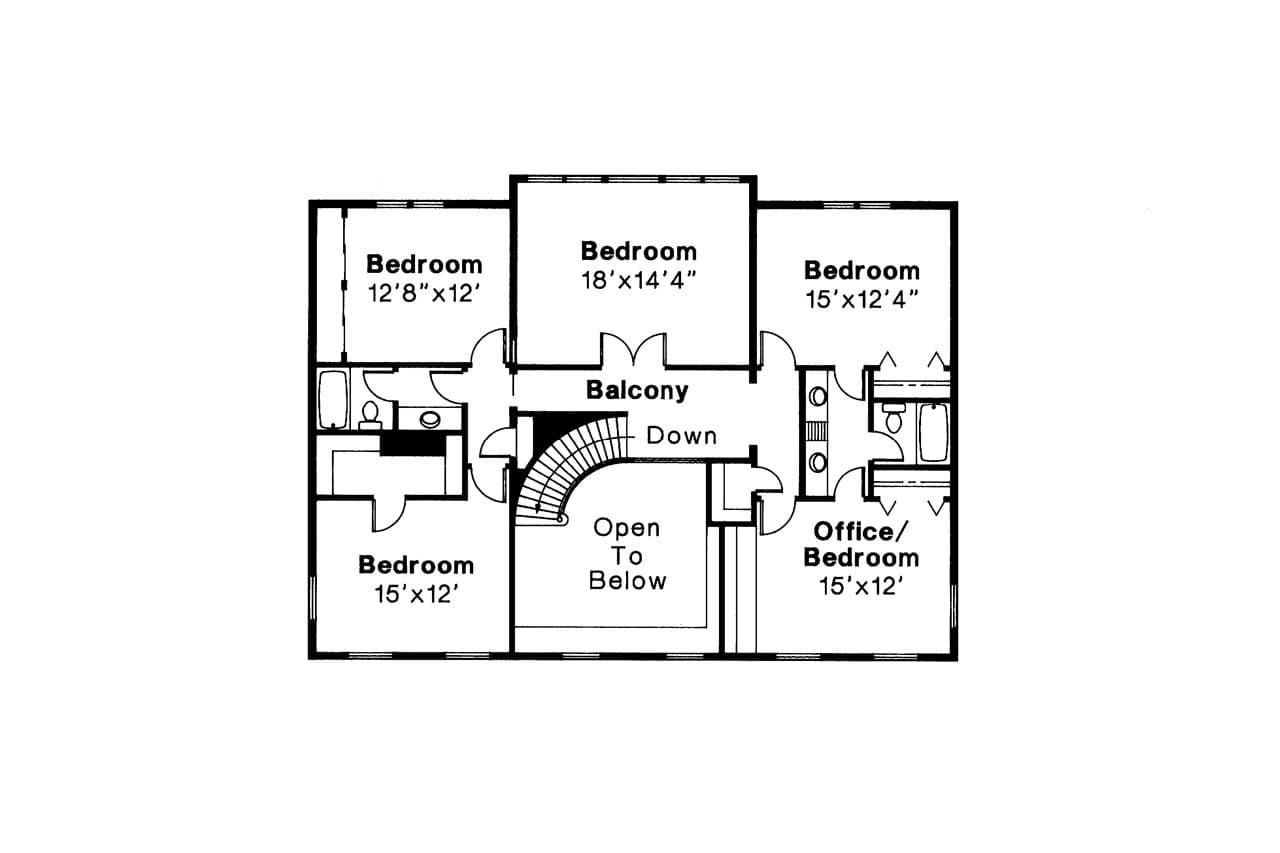 Secondary Image - Colonial House Plan - Kearney 30-062 - 2nd Floor Plan 