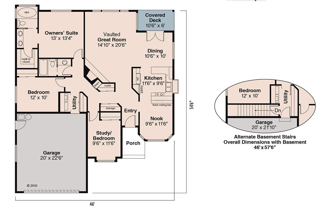 Traditional House Plan - Danforth 10-004 - 1st Floor Plan 