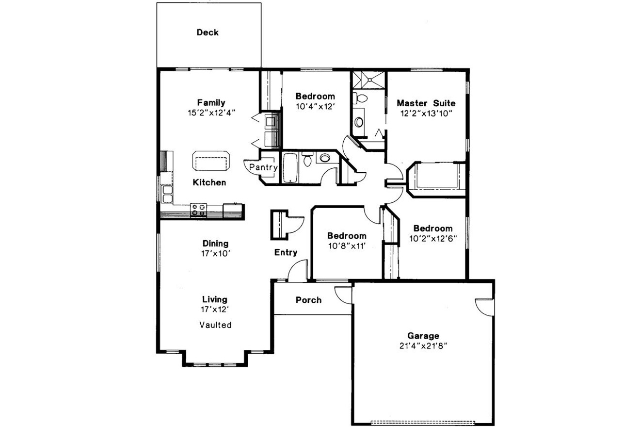 Ranch House Plan - Baldwin 30-019 - 1st Floor Plan 
