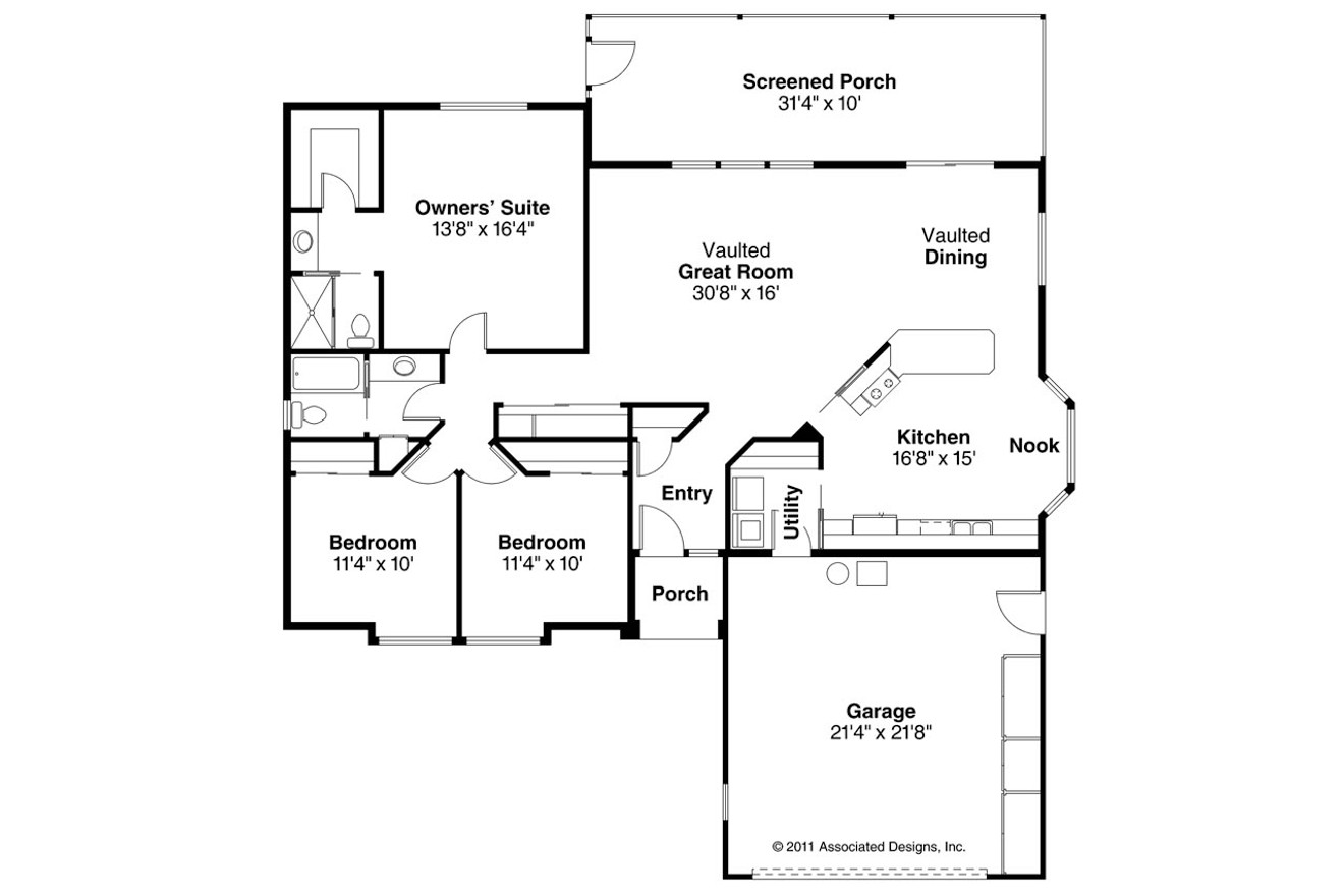 Southwest House Plan - Camille 11-031 - 1st Floor Plan 