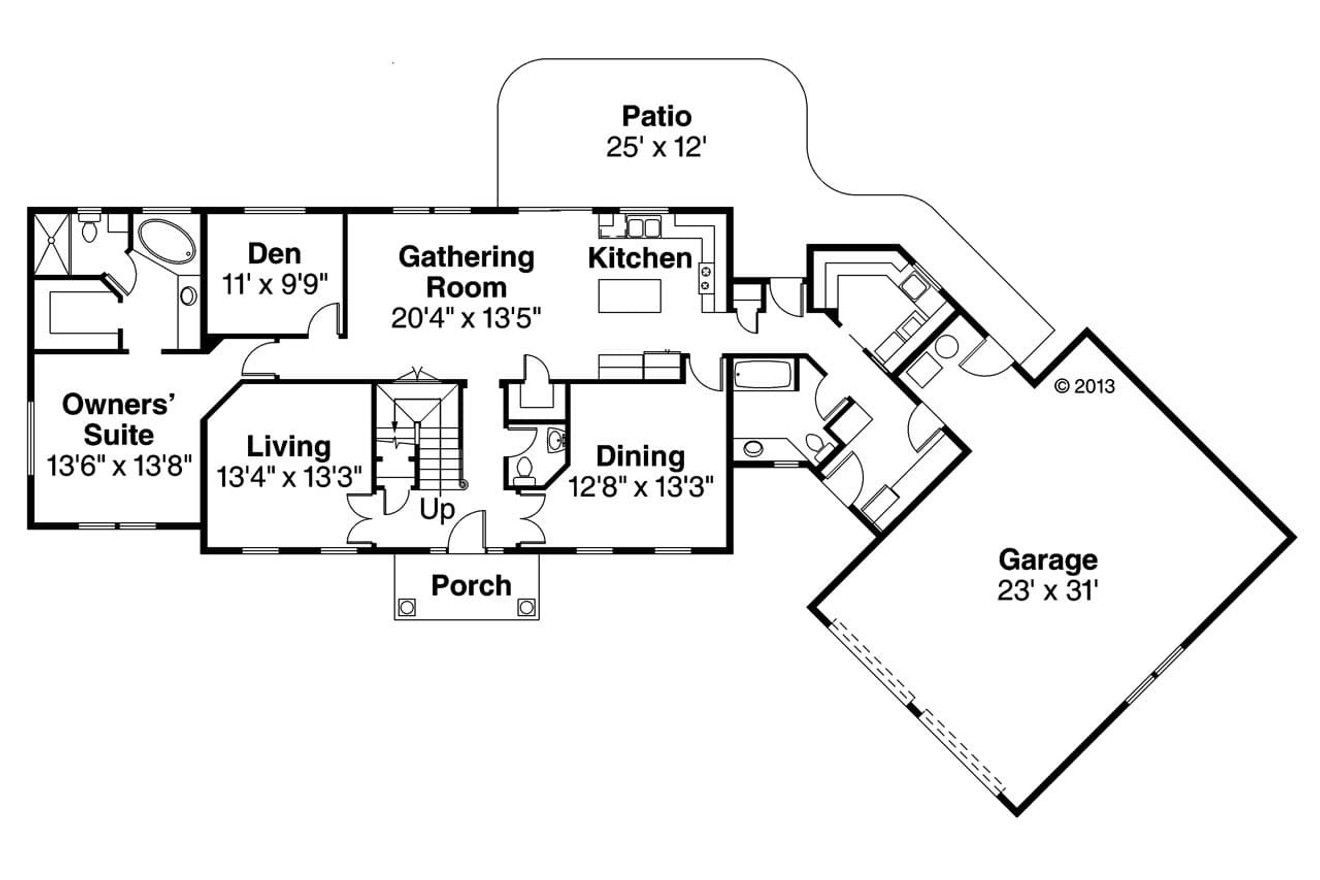 Colonial House Plan - Lansford 30-314 - 1st Floor Plan 