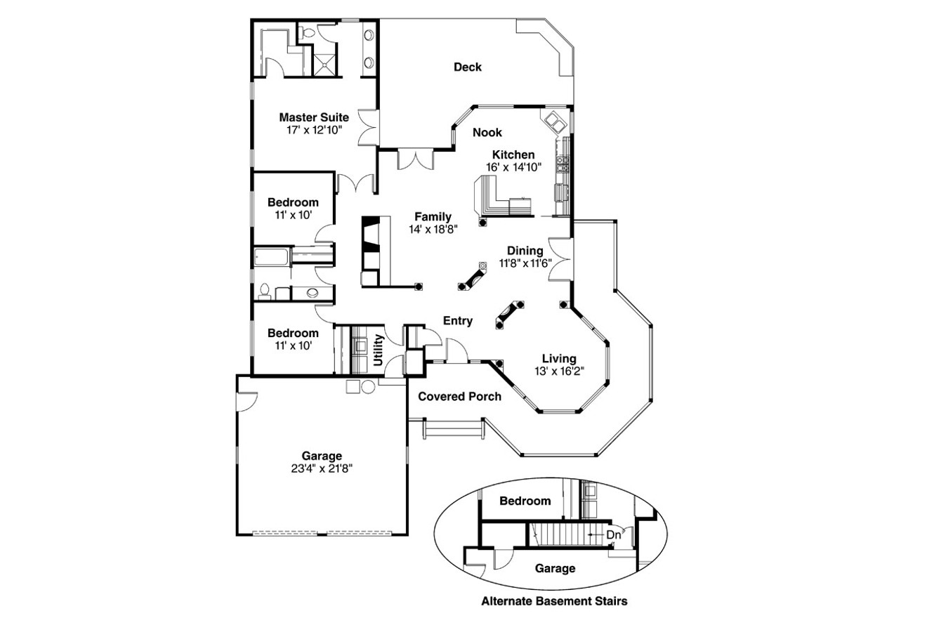 Country House Plan - Crescent 10-106 - 1st Floor Plan 