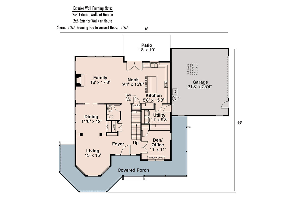 Cottage House Plan - Evansville 30-045 - 1st Floor Plan 