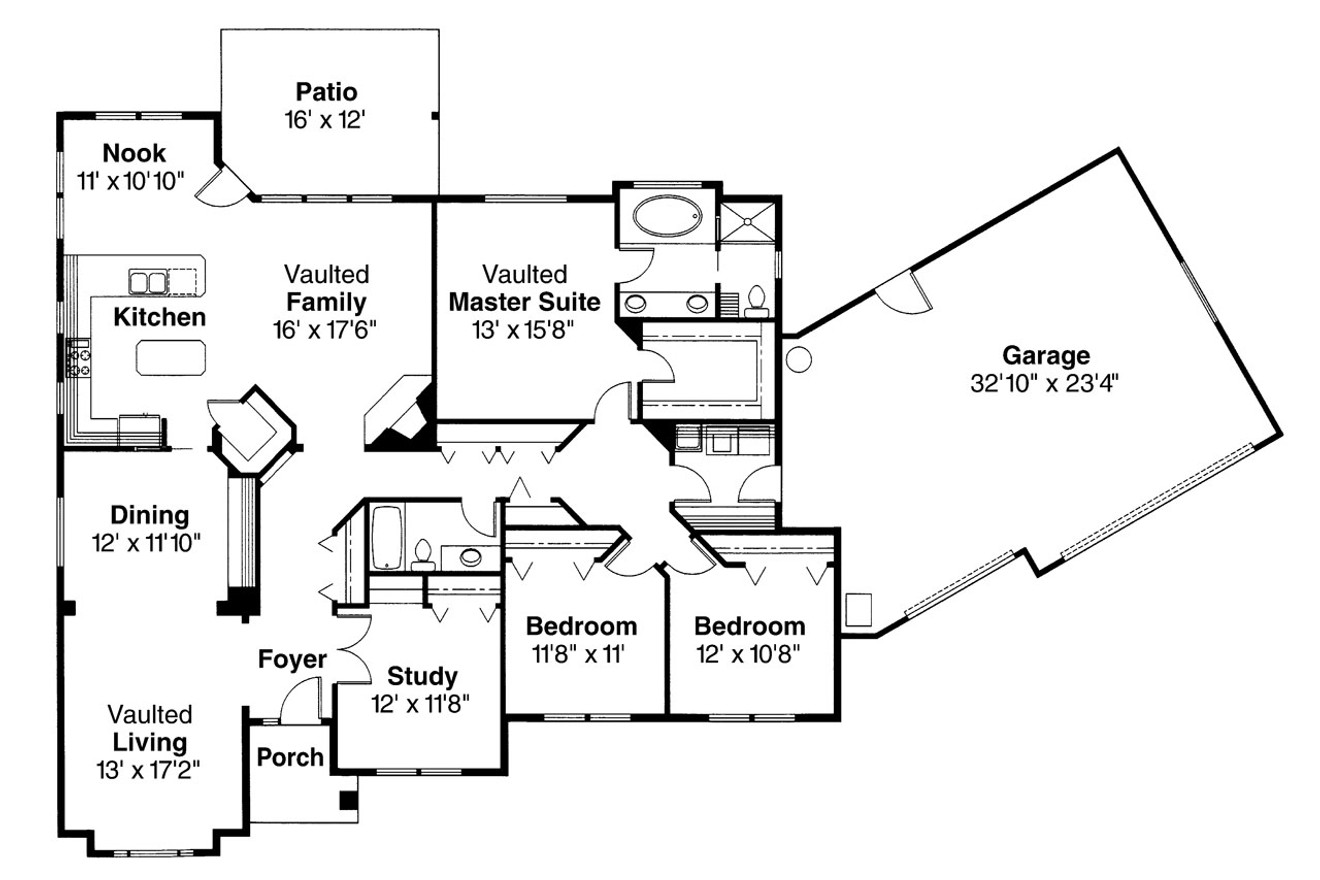 Contemporary House Plan - Dawson 30-140 - 1st Floor Plan 