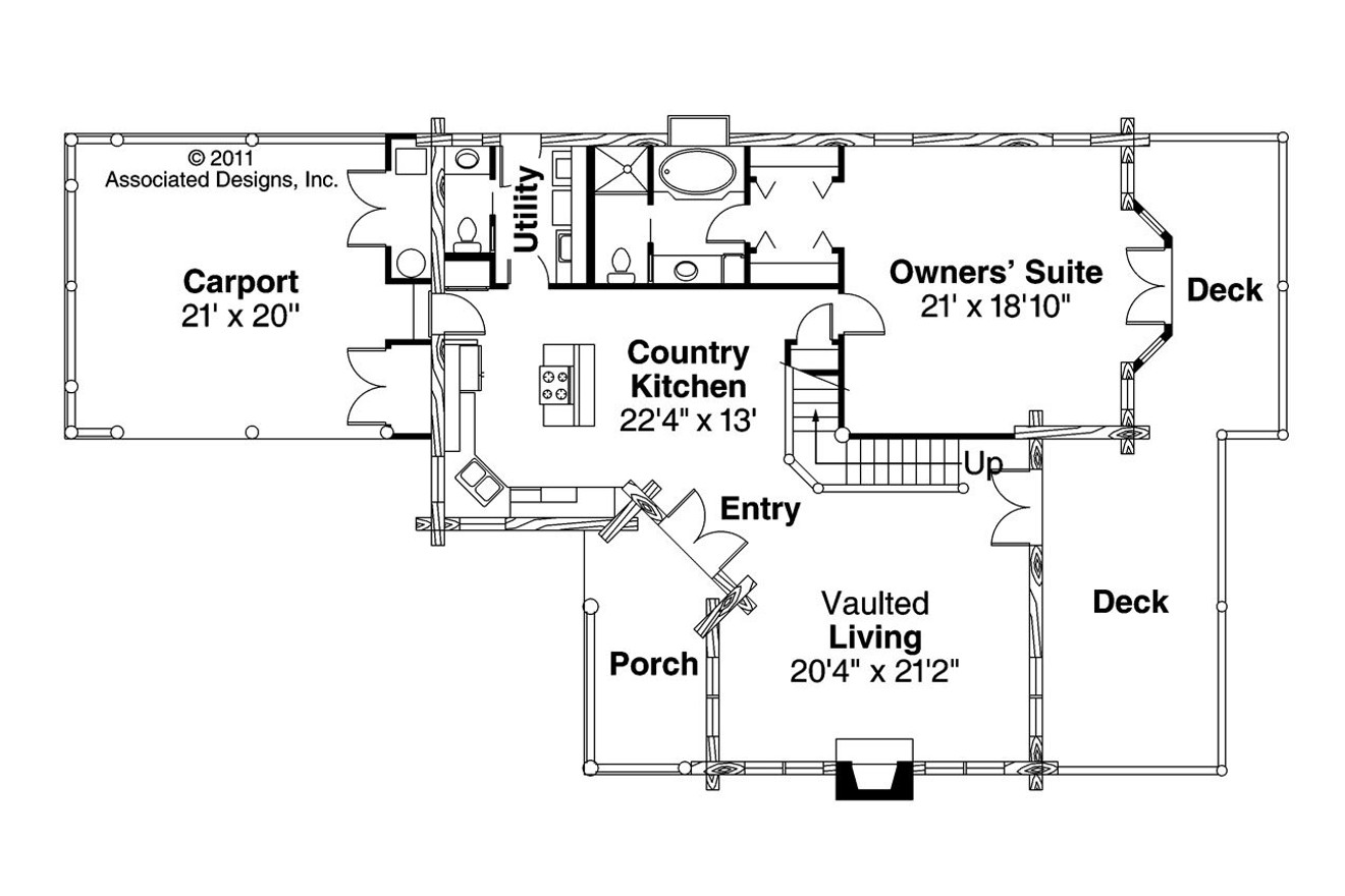 Lodge Style House Plan - Wickiup 30-116 - 1st Floor Plan 