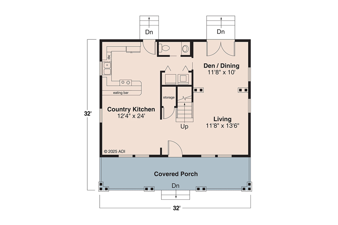 Craftsman House Plan - Dickinson 30-081 - 1st Floor Plan 