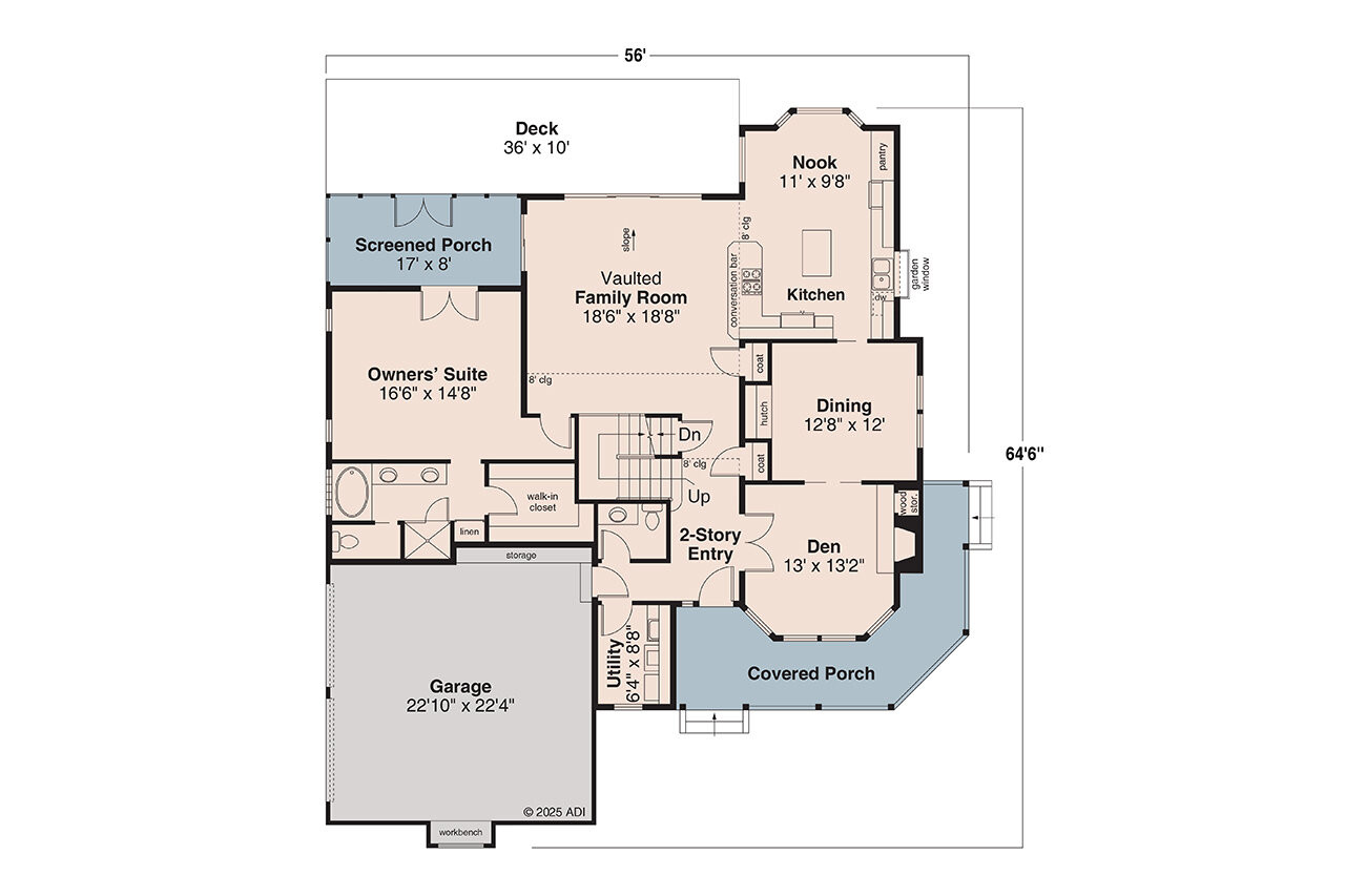 Farmhouse House Plan - Allegheny 10-204 - 1st Floor Plan 