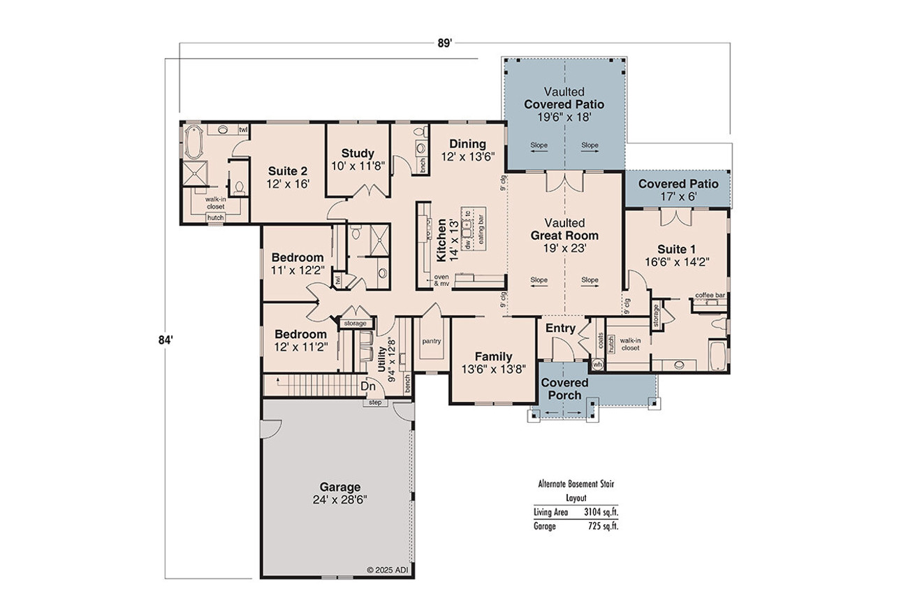 Ranch House Plan - Sharps Creek 31-391 - Optional Floor Plan 