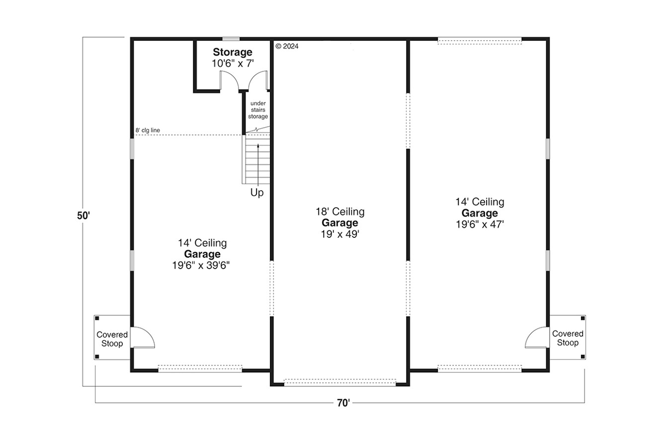 Traditional House Plan - Garage 20-579 - 1st Floor Plan 