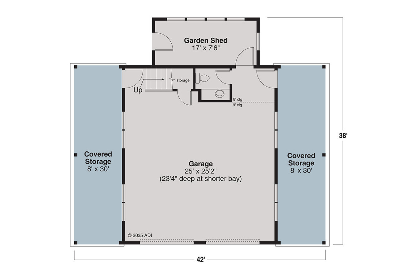 Cottage House Plan - Garage 20-544 - 1st Floor Plan 