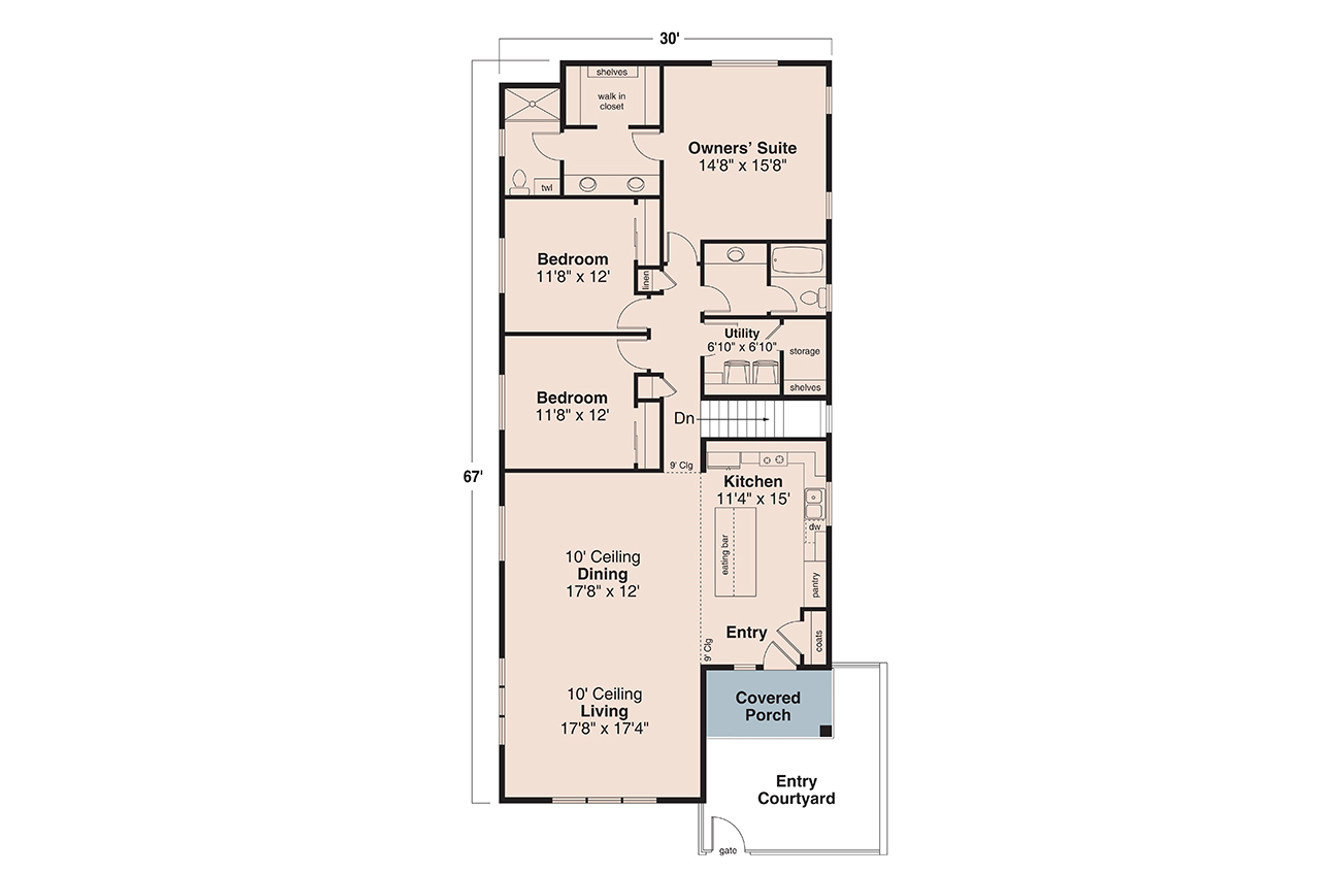 Traditional House Plan - Groveland 2 31-398 - 1st Floor Plan 