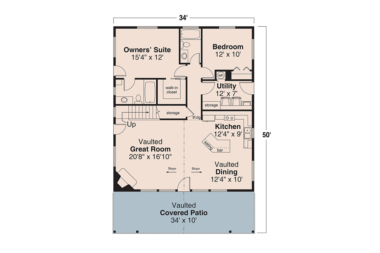 Cottage House Plan - Nottaway 2 31-419 - 1st Floor Plan 