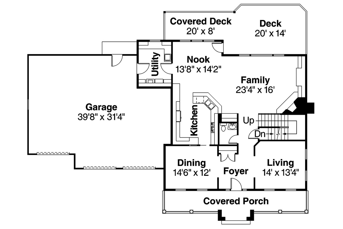 Colonial House Plan - Hanson 30-394 - 1st Floor Plan 