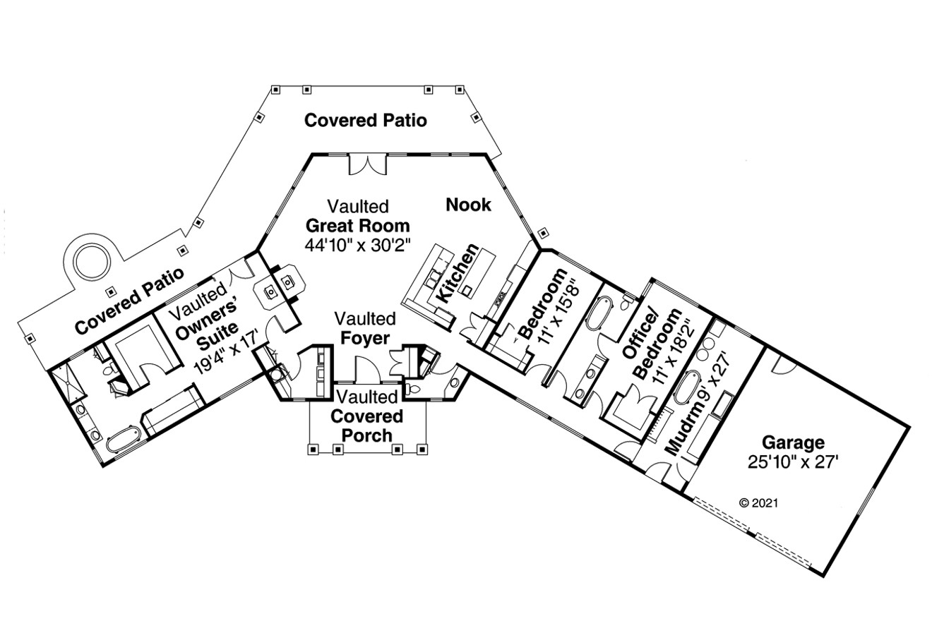 Lodge Style House Plan - Willow Creek 10-542 - 1st Floor Plan 