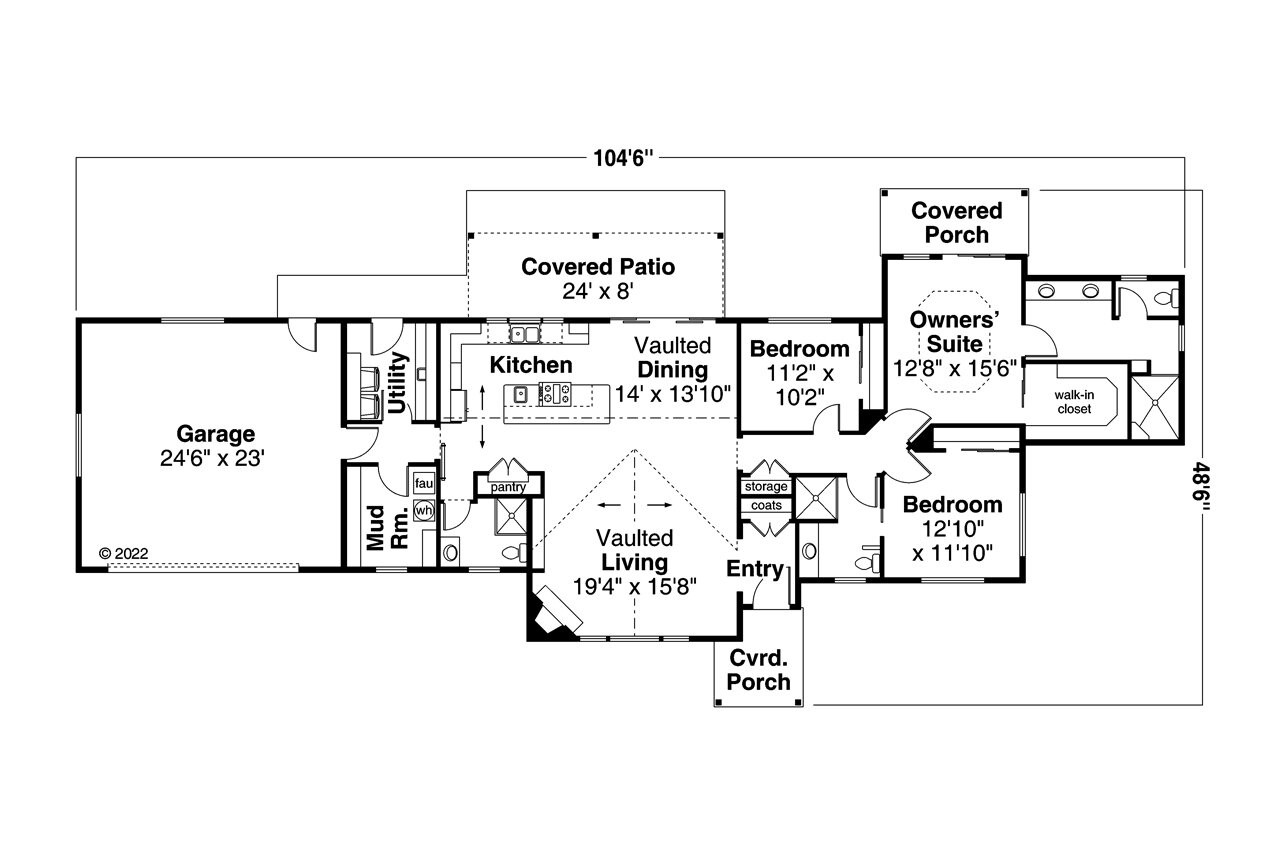 Southwest House Plan - Saratoga 31-311 - 1st Floor Plan 