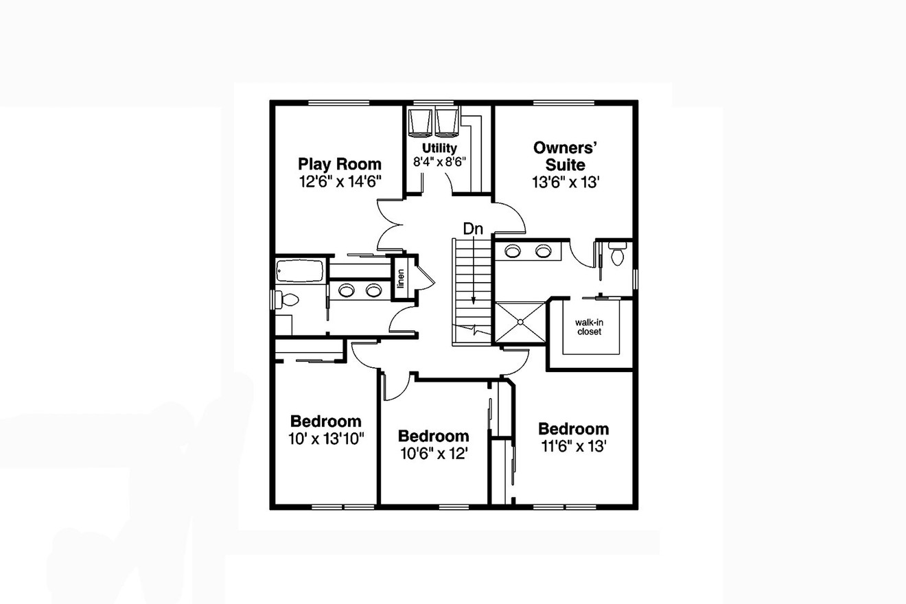 Secondary Image - Saltbox House Plan - Hanover 30-968 - 2nd Floor Plan 