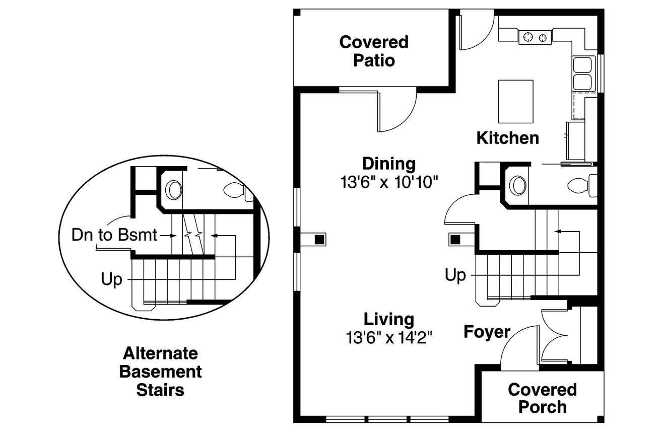 Cottage House Plan - Emerson 30-108 - 1st Floor Plan 