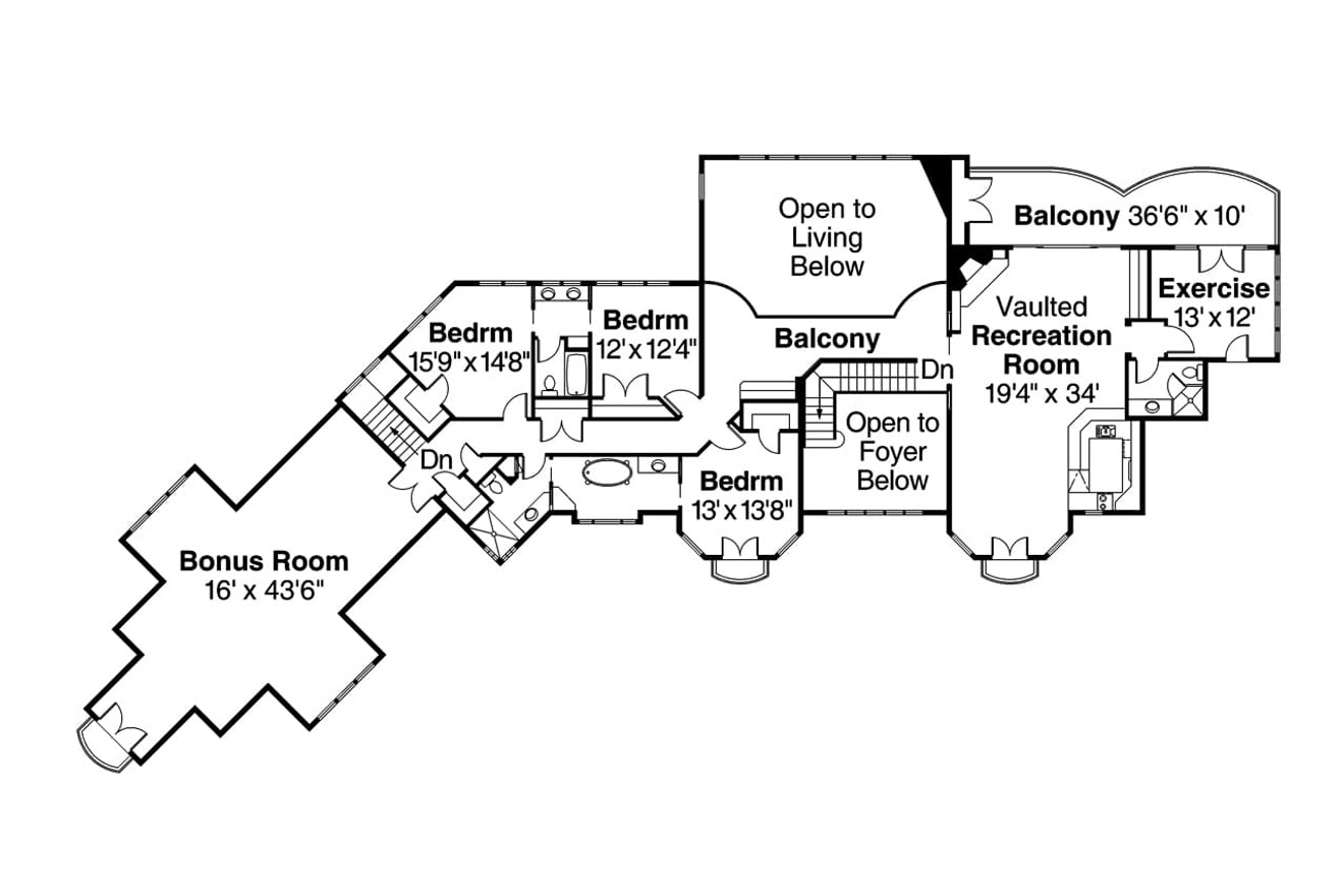 Secondary Image - Mediterranean House Plan - Jacksonville 30-563 - 2nd Floor Plan 