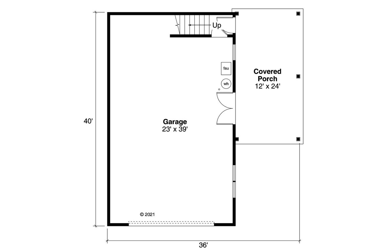Craftsman House Plan - Garage 20-291 - 1st Floor Plan 
