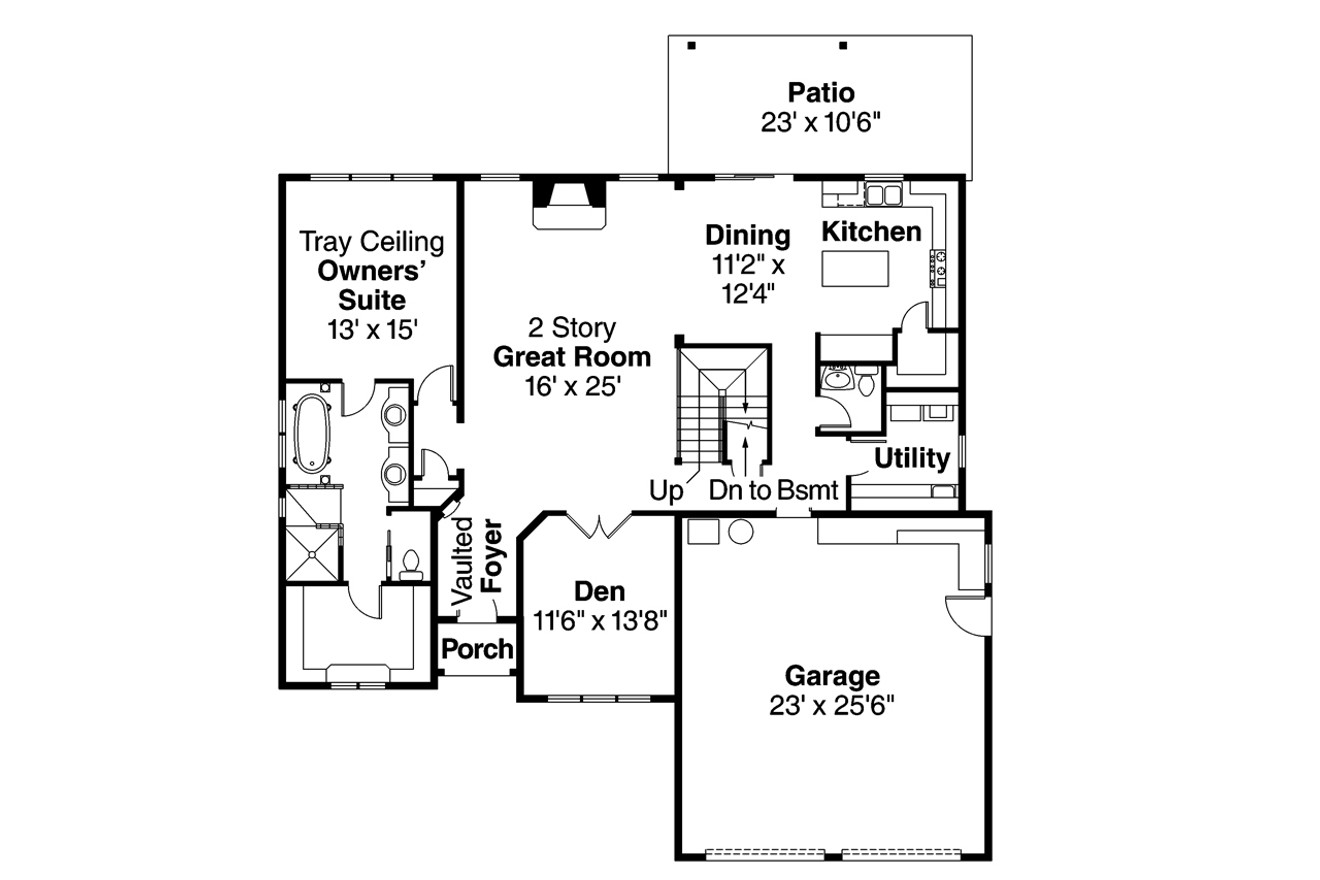 European House Plan - Heartison 10-540 - 1st Floor Plan 
