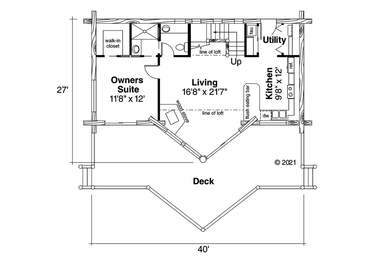 A-Frame House Plan - Chinook 30-011 - 1st Floor Plan 