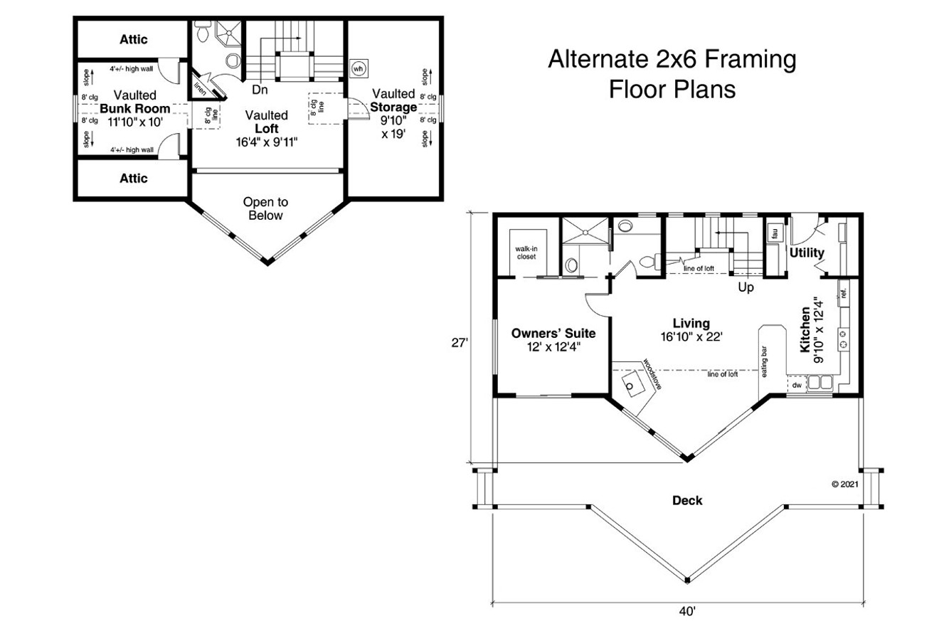 A-Frame House Plan - Chinook 30-011 - Optional Floor Plan 